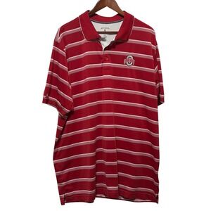Ohio State Buckeyes Antigua Polo Shirt Red Striped XXL Men Golf College Preppy‎